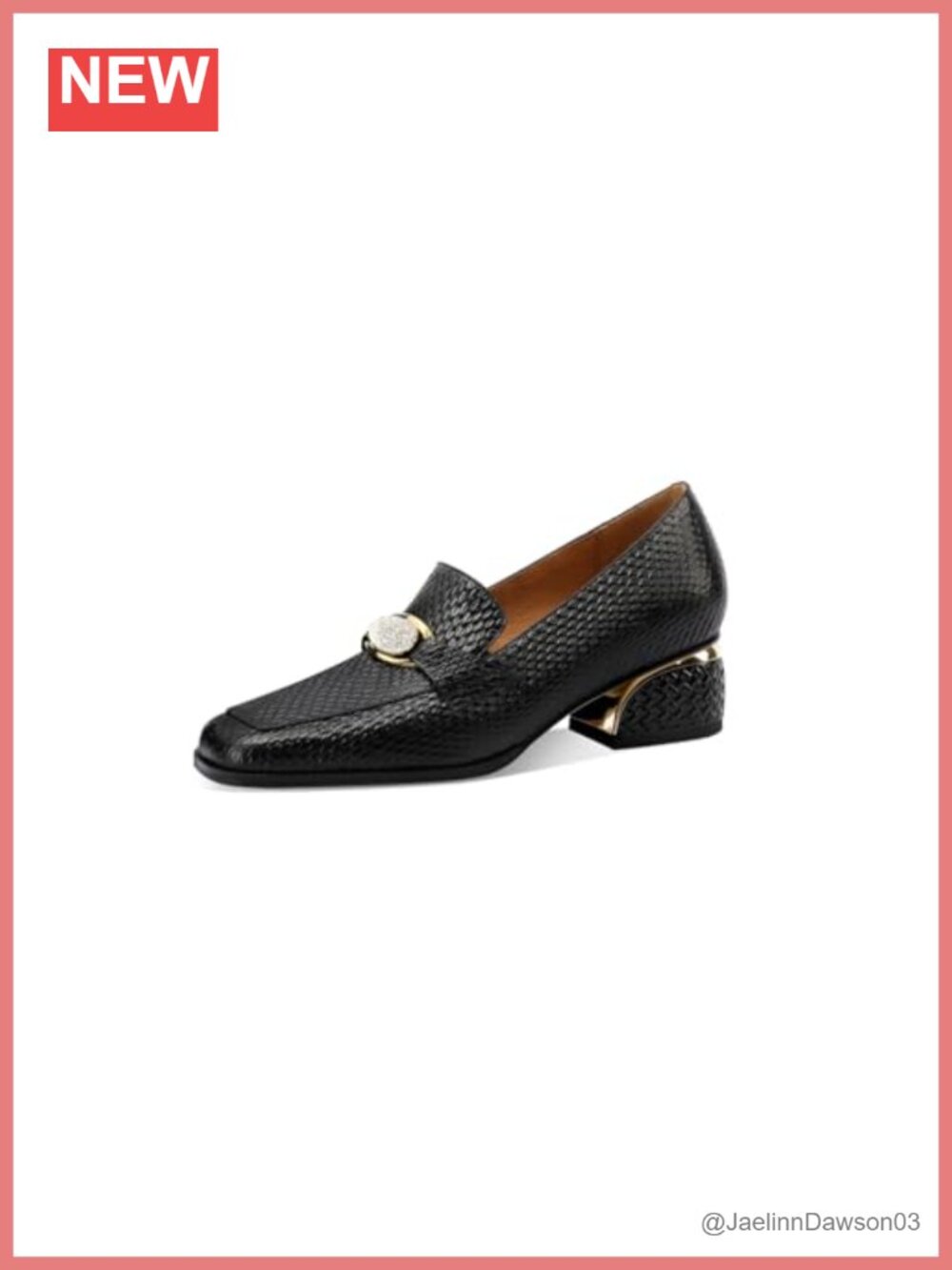 Handmade Genuine Leather Square Toe Block Heel Loafers Women's Slip On Shoes